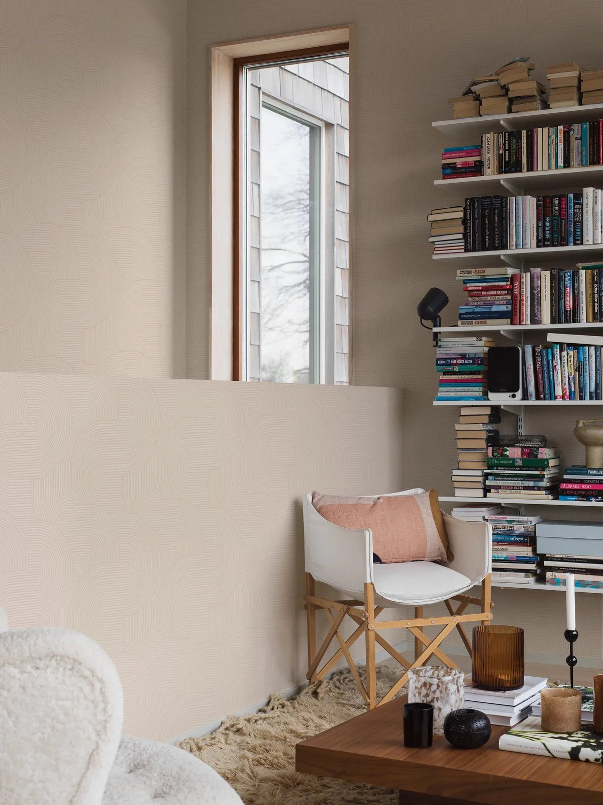 Vlies-Tapete mit geometrischem Muster ZEN in hellem Beige