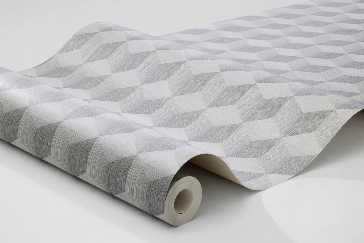 Vlies-Tapete mit geometrischem Muster CUBE grau