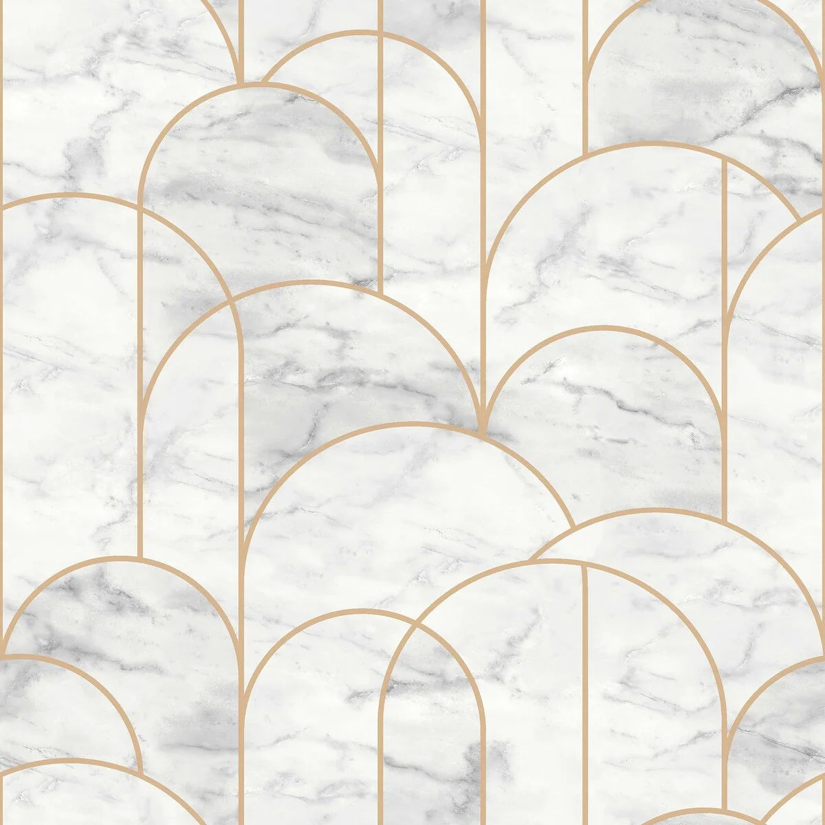Vlies-Tapete in Papieroptik, die Marmor imitiert, ARCH in Weiß mit Gold