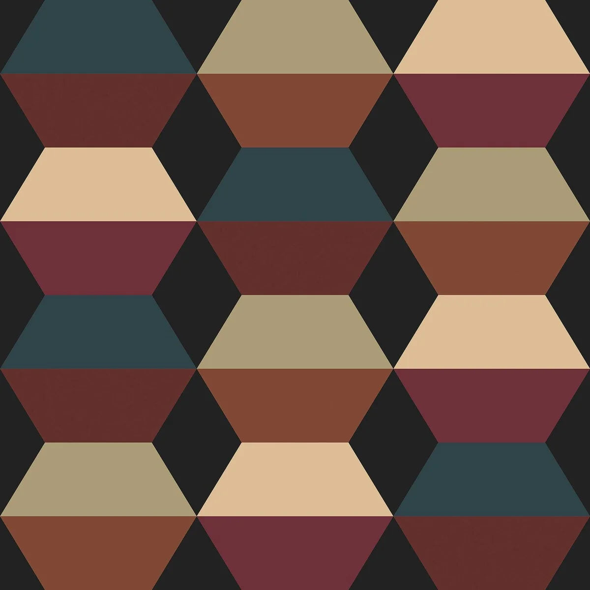 Non-woven paper wallpaper with geometric pattern PRISMA dark multicolored
