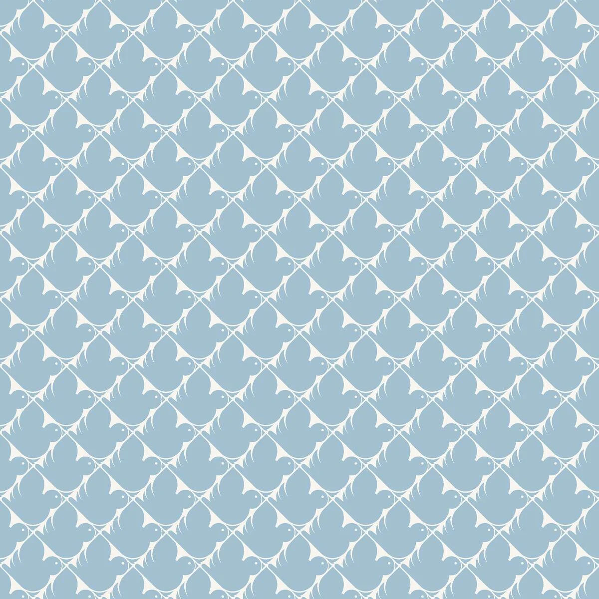 Tapete mit geometrischem Muster PIPPI blau mit Weiß