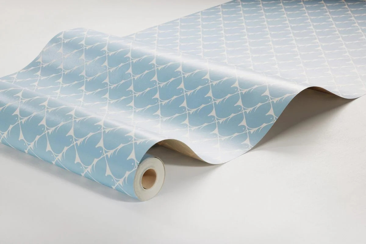 Tapete mit geometrischem Muster PIPPI blau mit Weiß