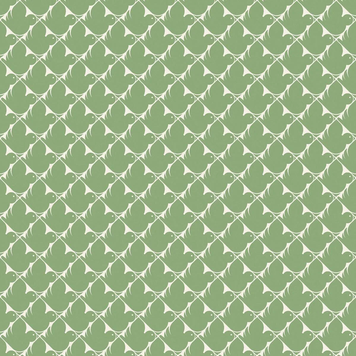 PIPPI Green and White Geometric Pattern Wallpaper
