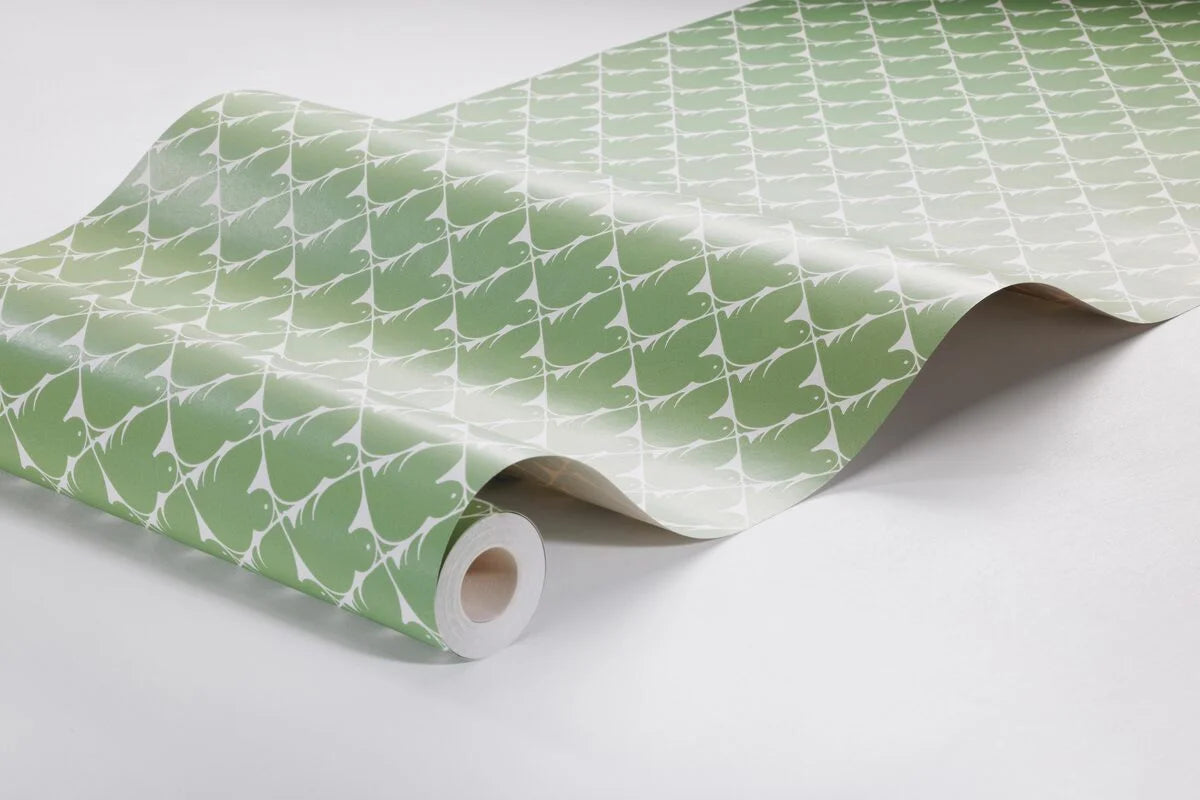 PIPPI Green and White Geometric Pattern Wallpaper
