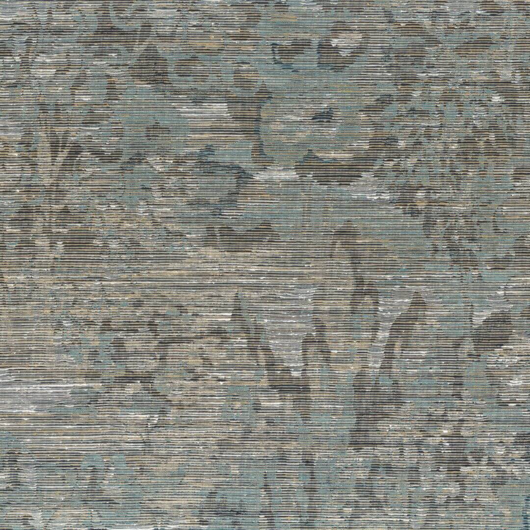 Textile structural wallpaper with a leafy plant pattern VERDURE - PIERRE BLEUE gray-blue