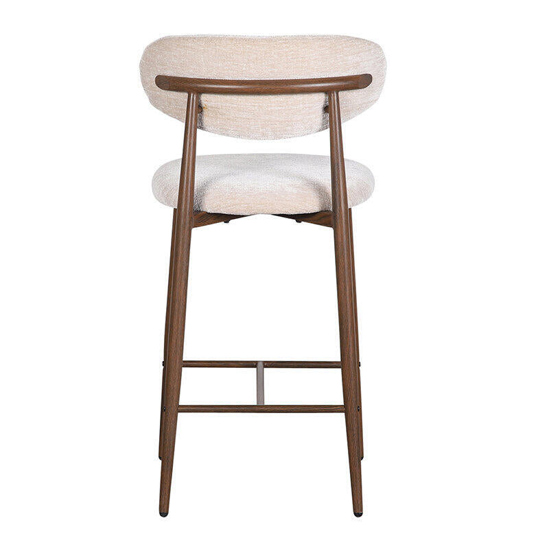 Beige JAPANDI Stool with Dark Wooden Base