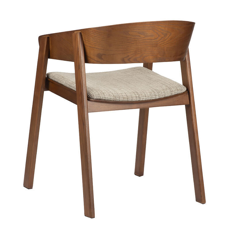 EDO Armchair in Beige with Dark Wooden Base