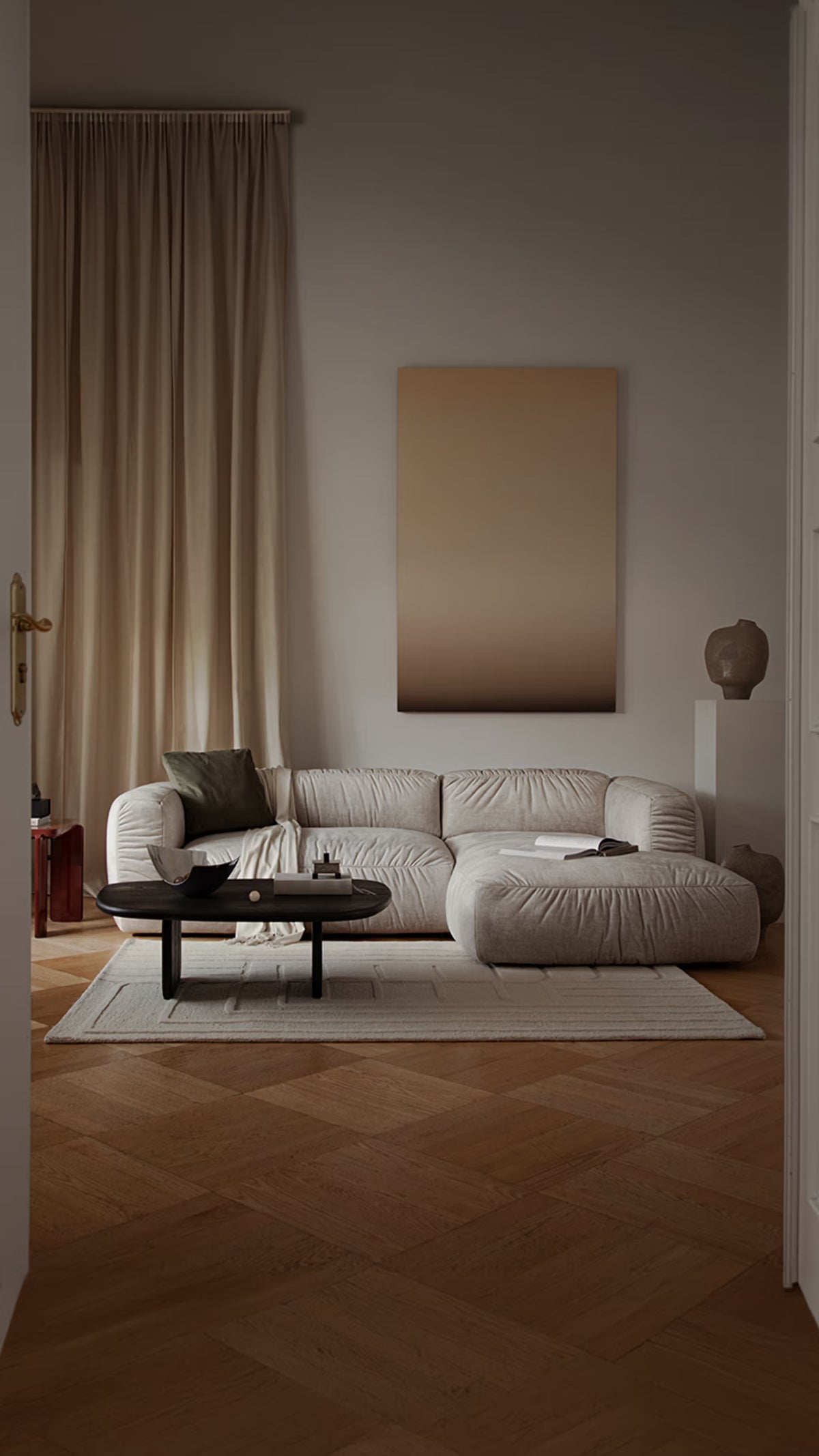 Linksseitiger Sessel MARTINA ecru Boucle