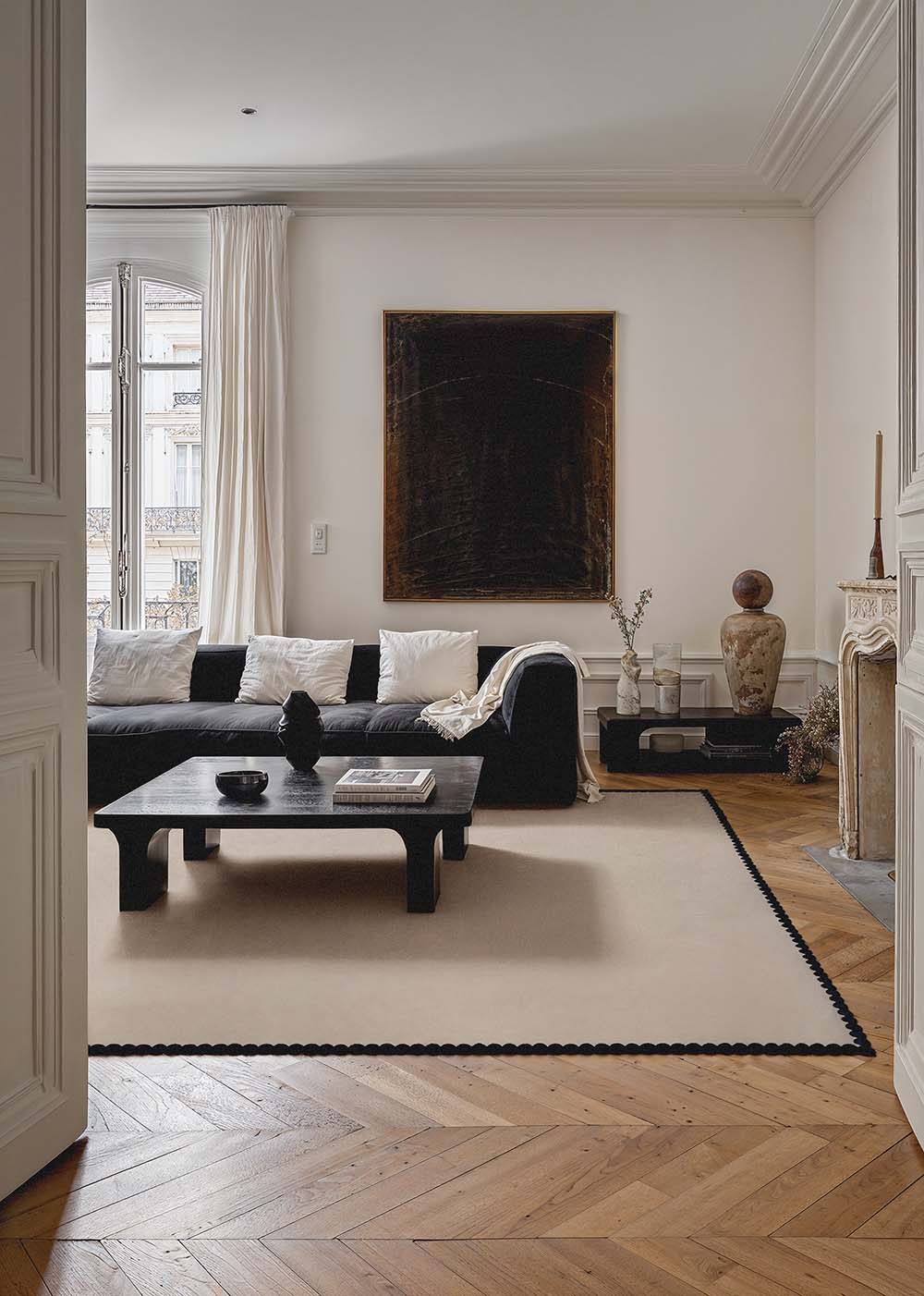 Teppich LAILA beige mit Schwarz