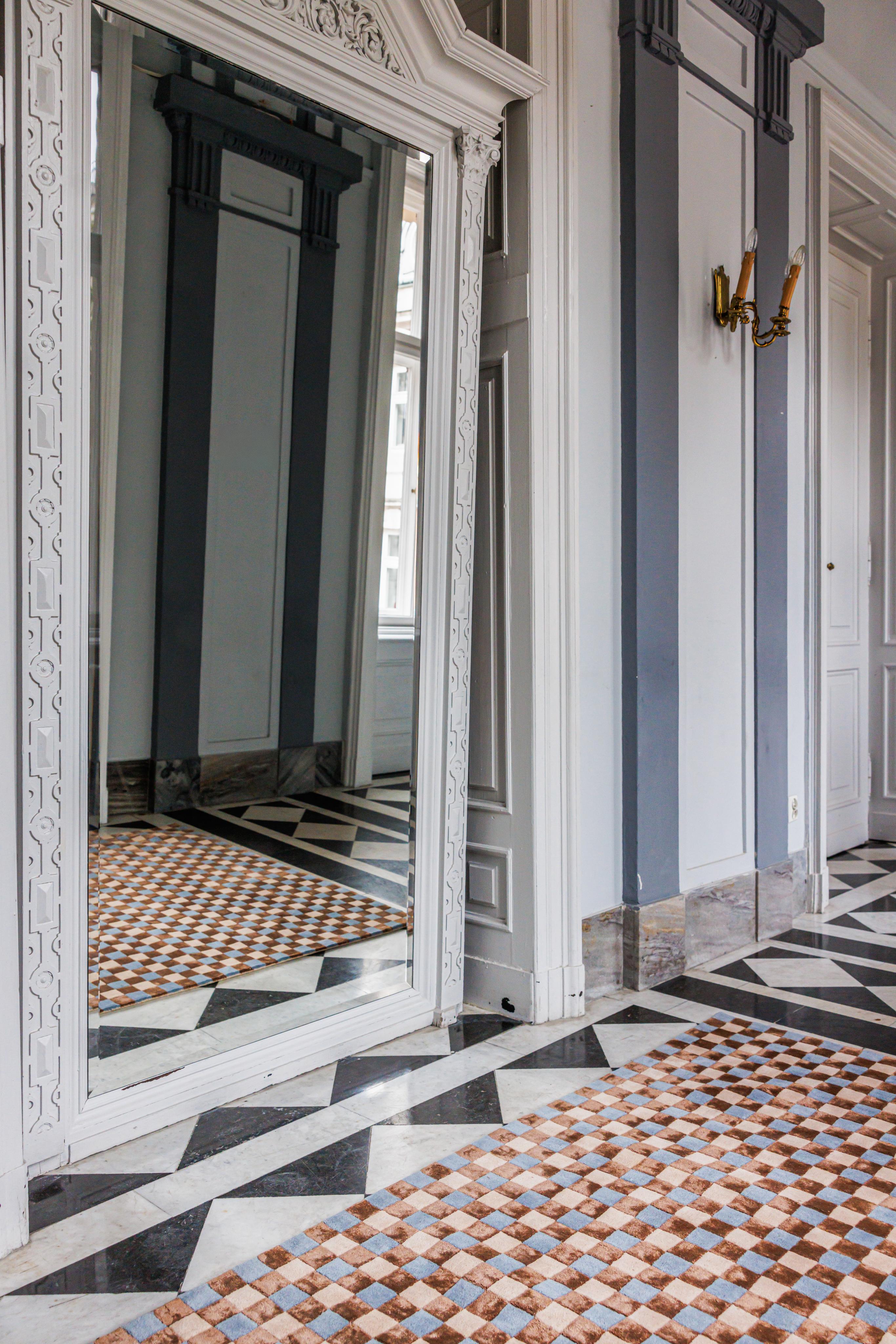 Teppich FLICKER blau mit beige und braun