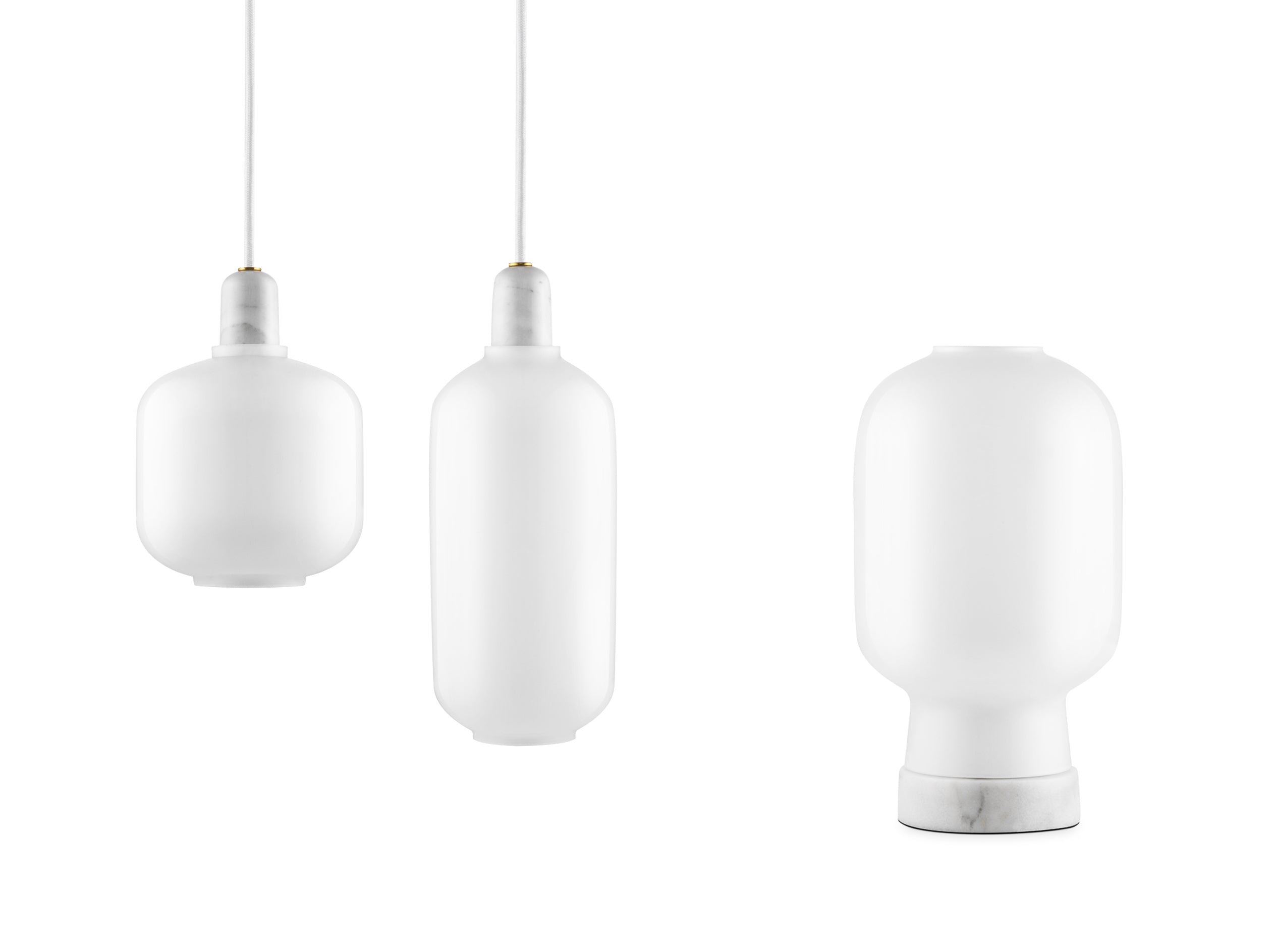 AMP LARGE Pendelleuchte weißes Glas mit weißem Marmor