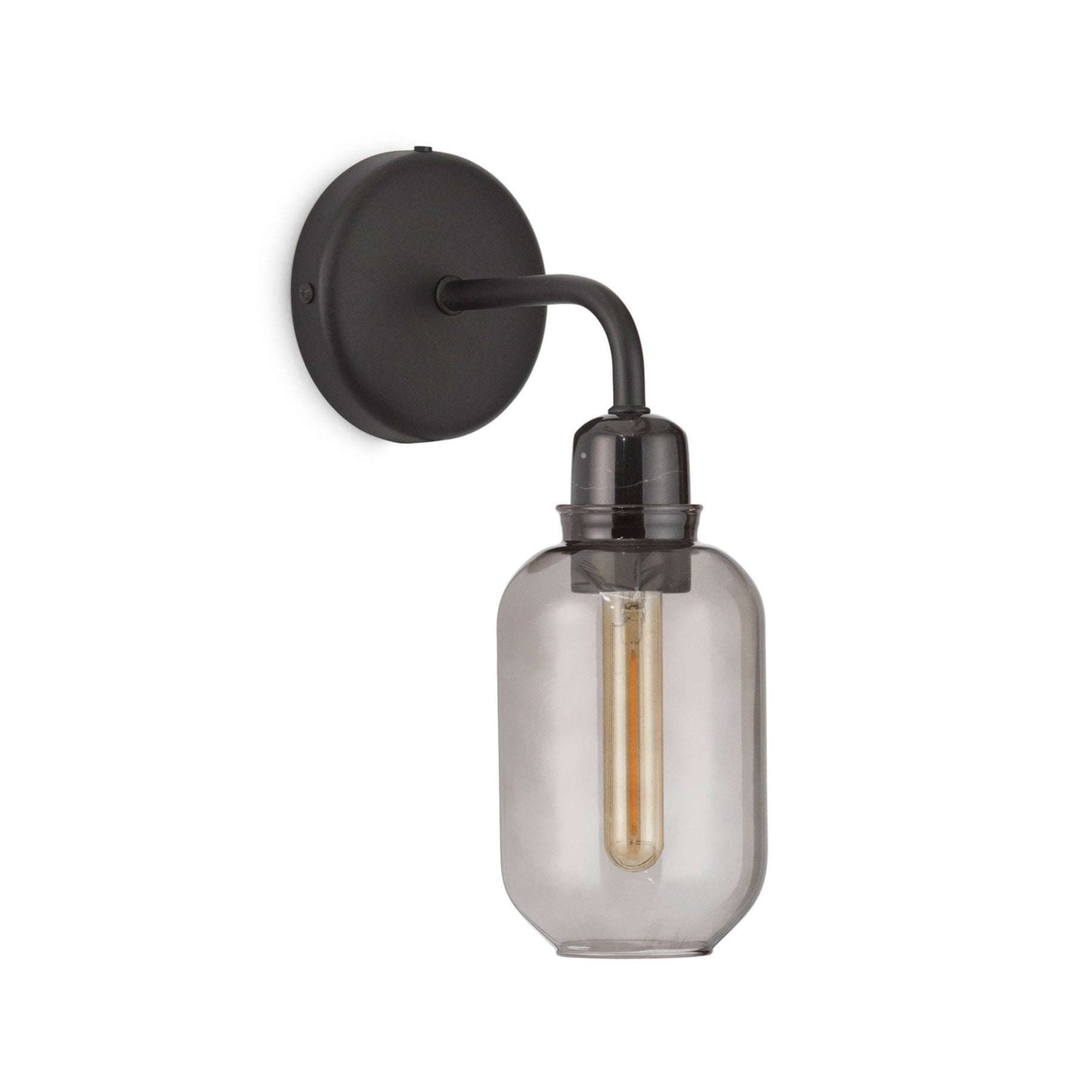 AMP Wandleuchte Rauchglas mit schwarzem Marmor