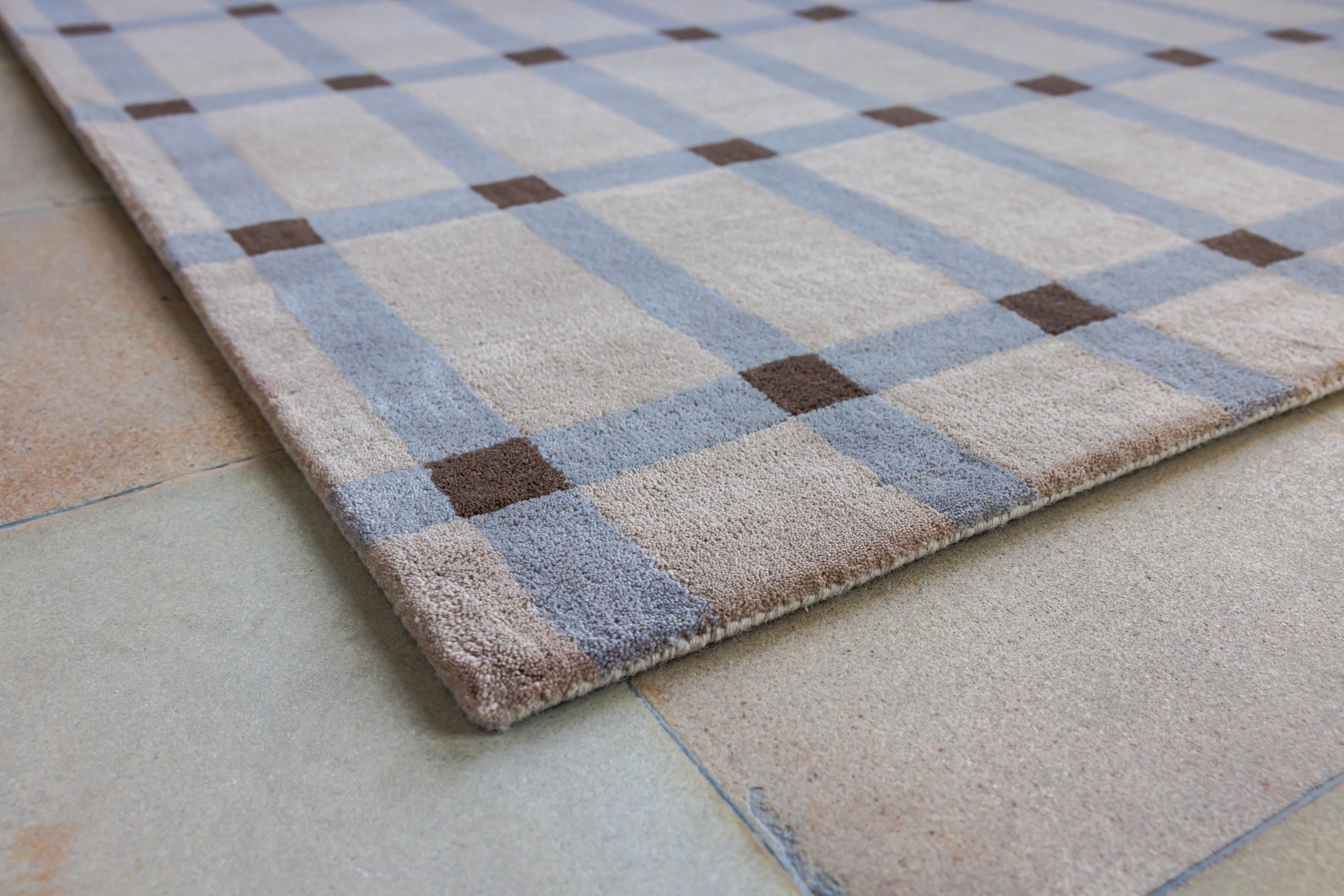 COTTAGE brown rug with gray