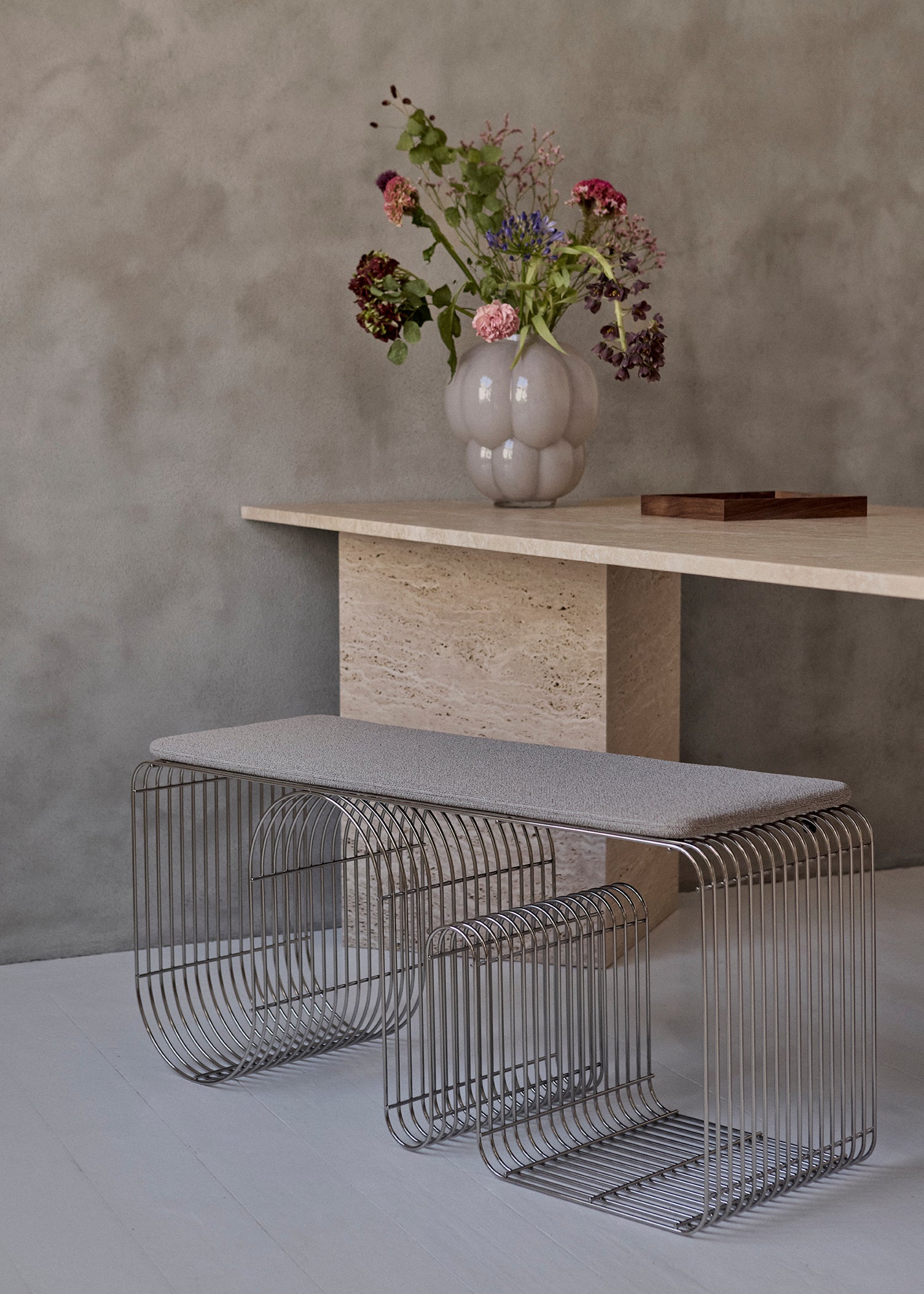 Sitzkissen CURVA taupe Bouclé