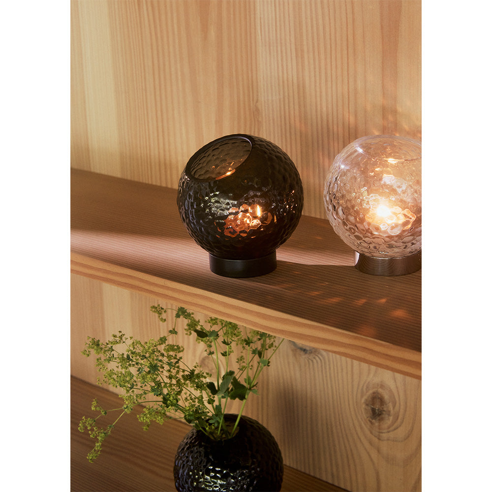 GLOBE BUBBLES Candle Holder Black Glass