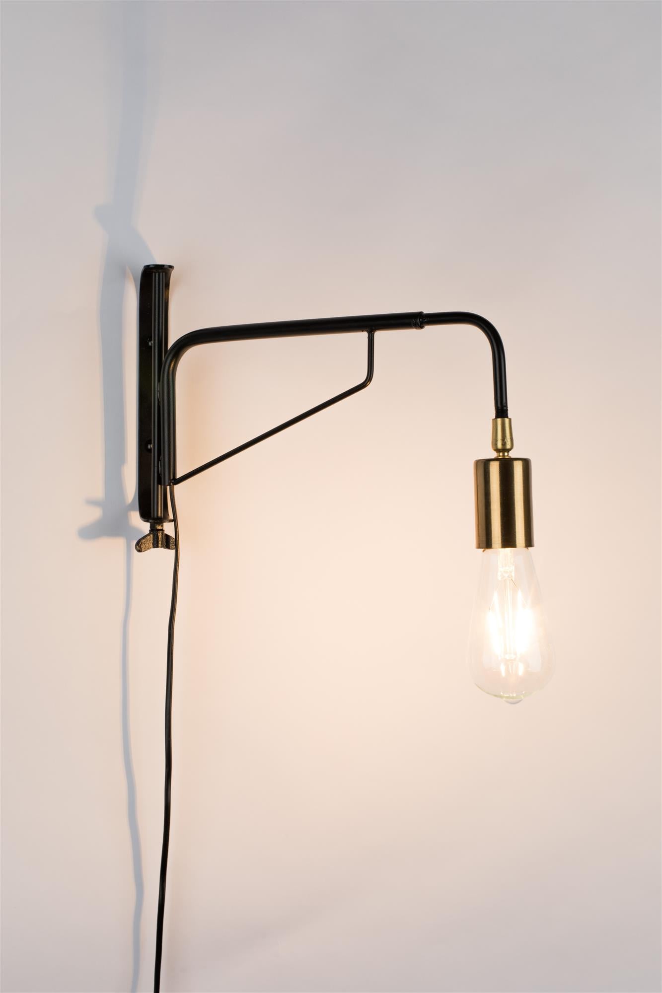Wall lamp with arm LASSE black with gold