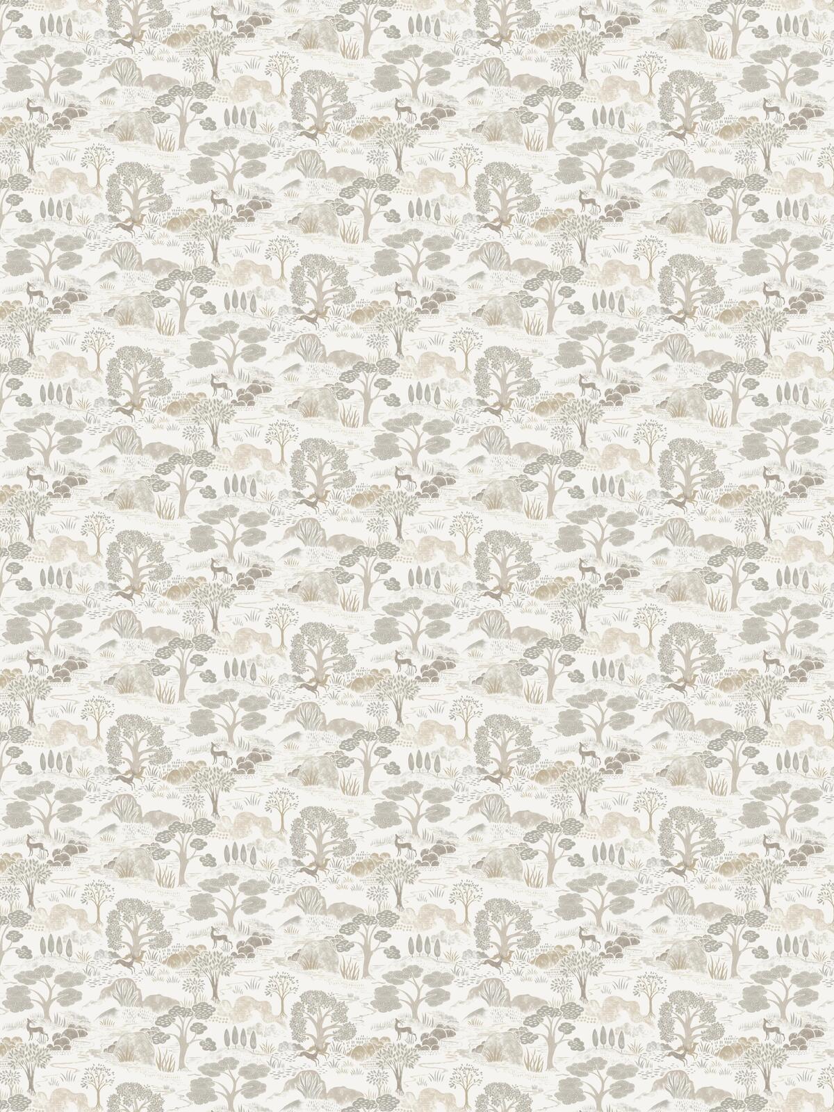 Tapete mit pflanzlichem Landschaftsmotiv DIANA beige mit Grau