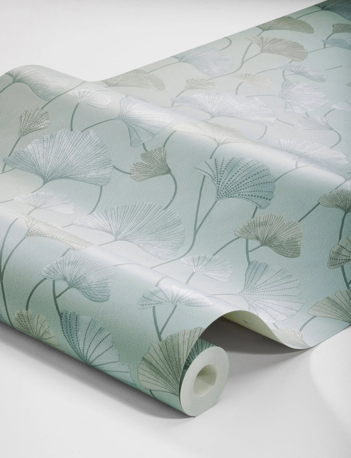 Strukturierte Tapete mit Pflanzenmotiv SOPHIA in gedämpftem Grün