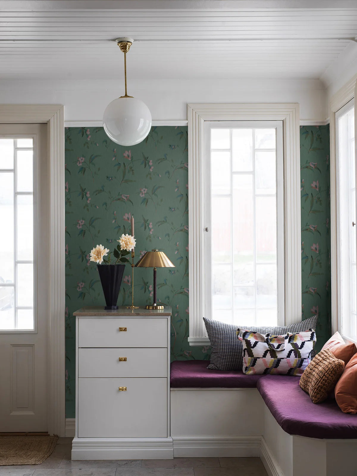 Marlene Green Floral Pattern Mural