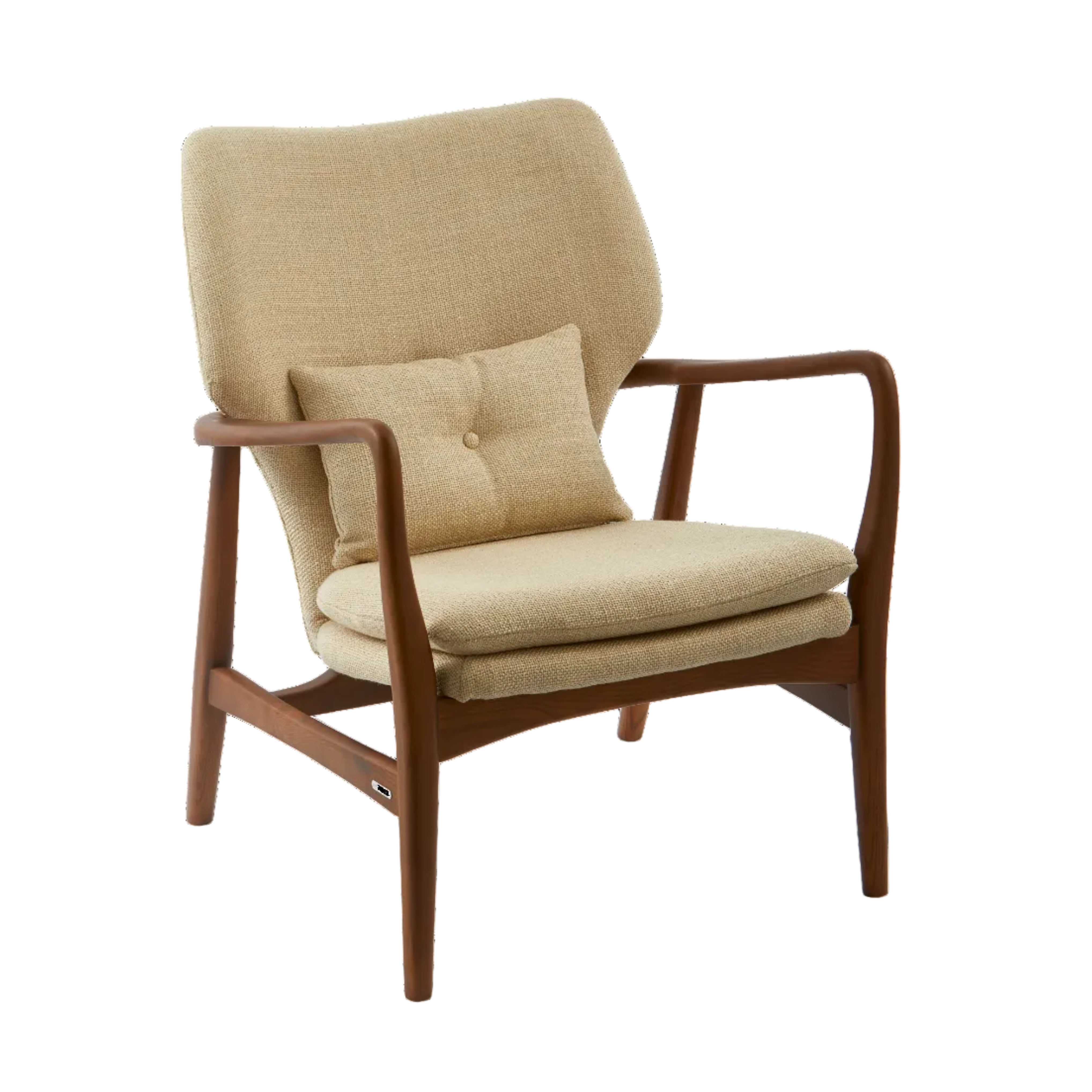 Beige PEGGY Armchair with Wooden Base