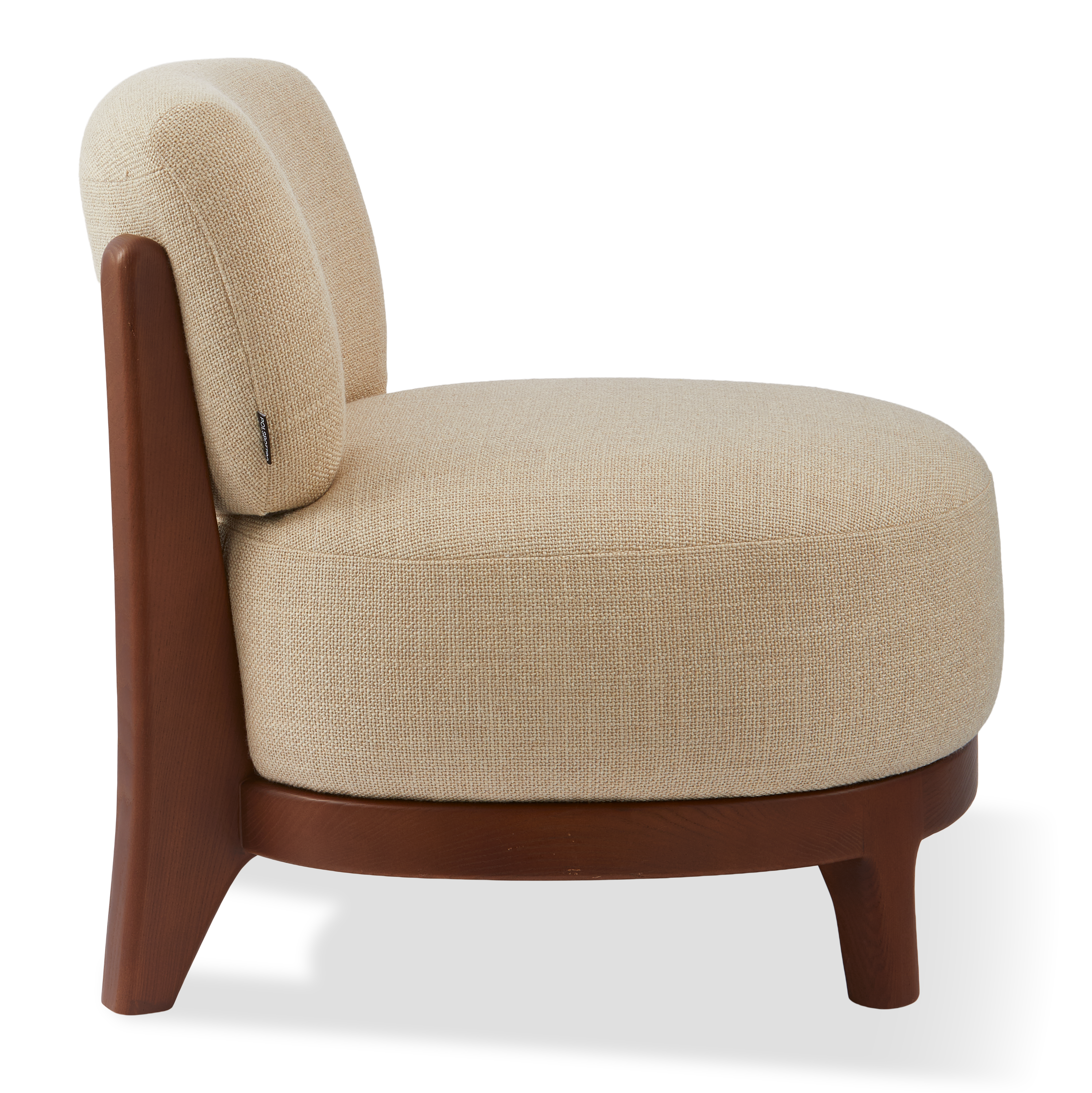 FIZZ Armchair in Beige with Wooden Base