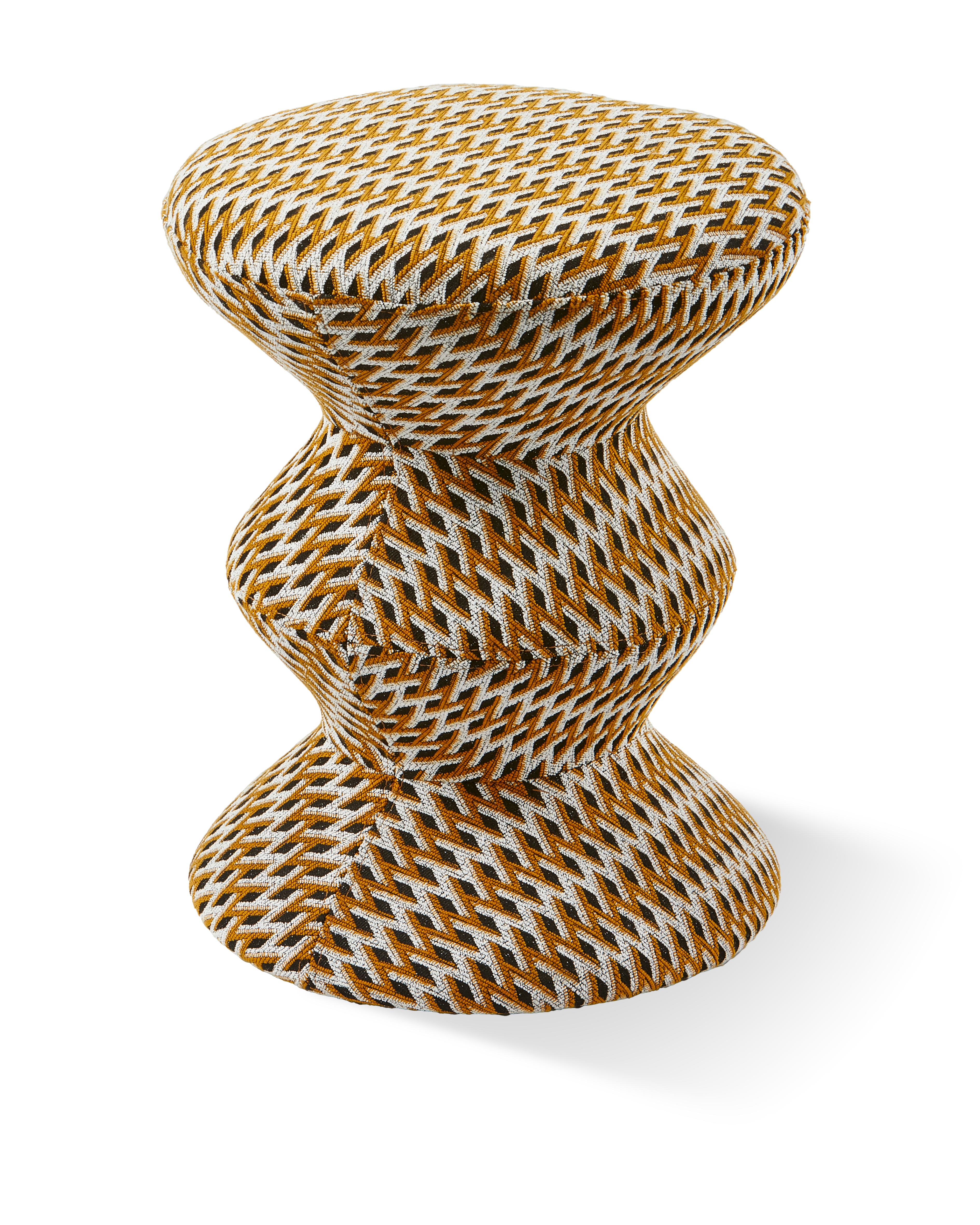 Hocker SOFT ZIG ZAG orange mit Weiß und Schwarz