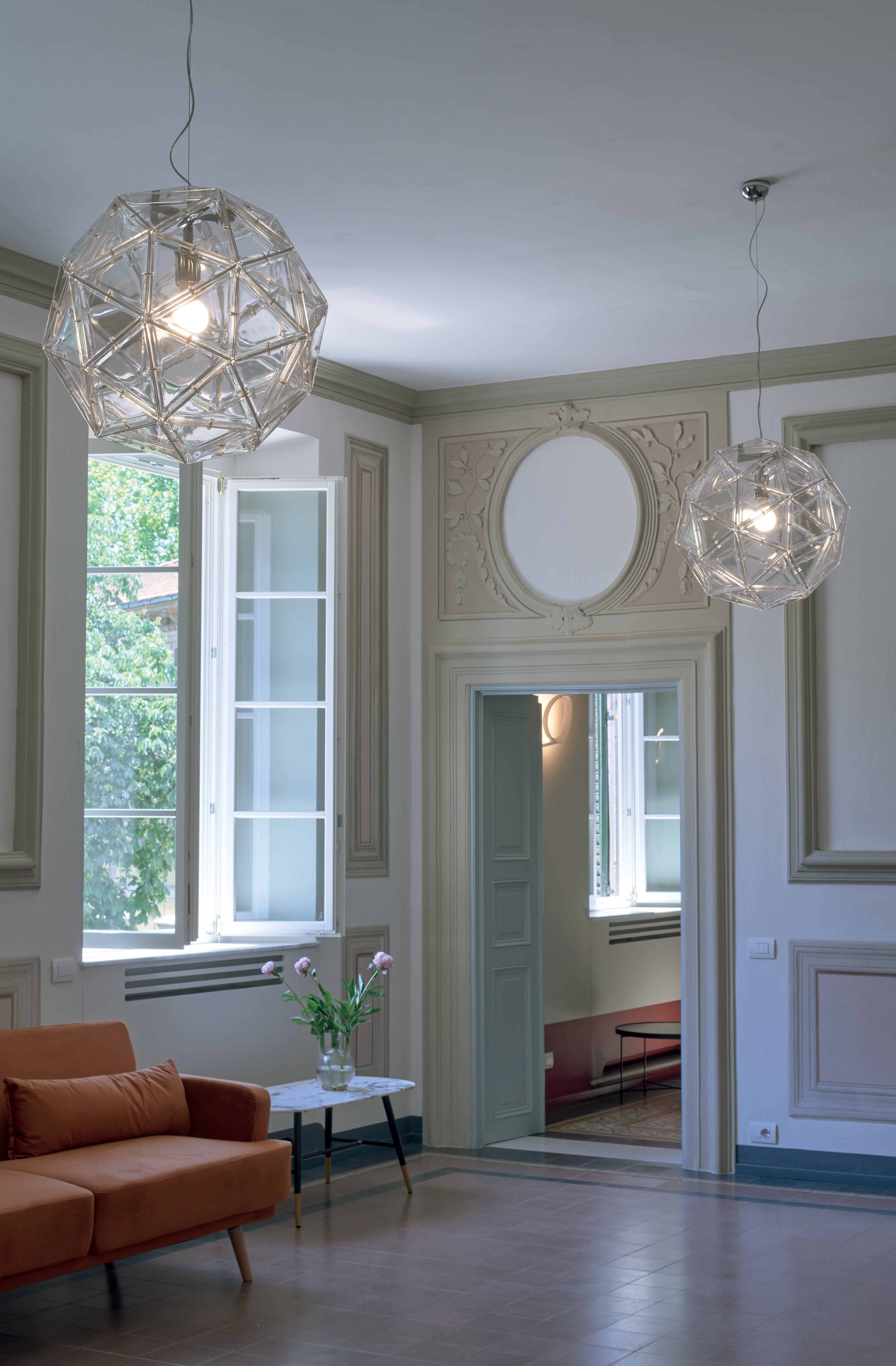 POLIEDRO Pendant Lamp with Transparent Shade
