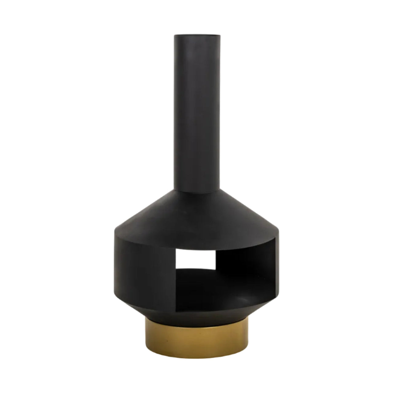 Gartenkamin QUINN schwarz mit goldenem Sockel