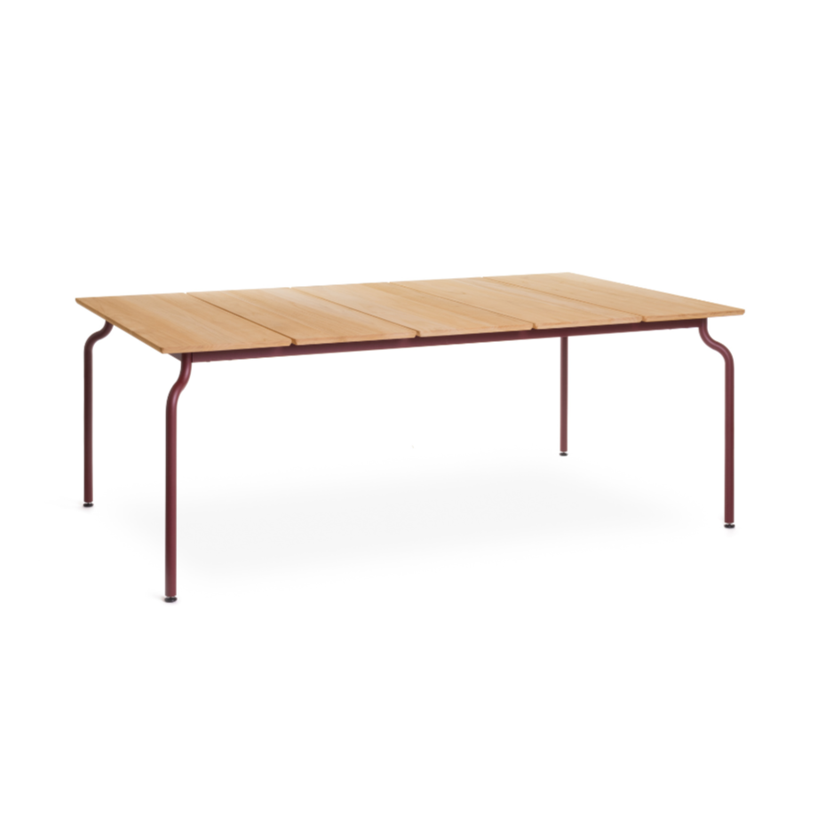 SOUTH Teak Wood Garden Table with Burgundy Base