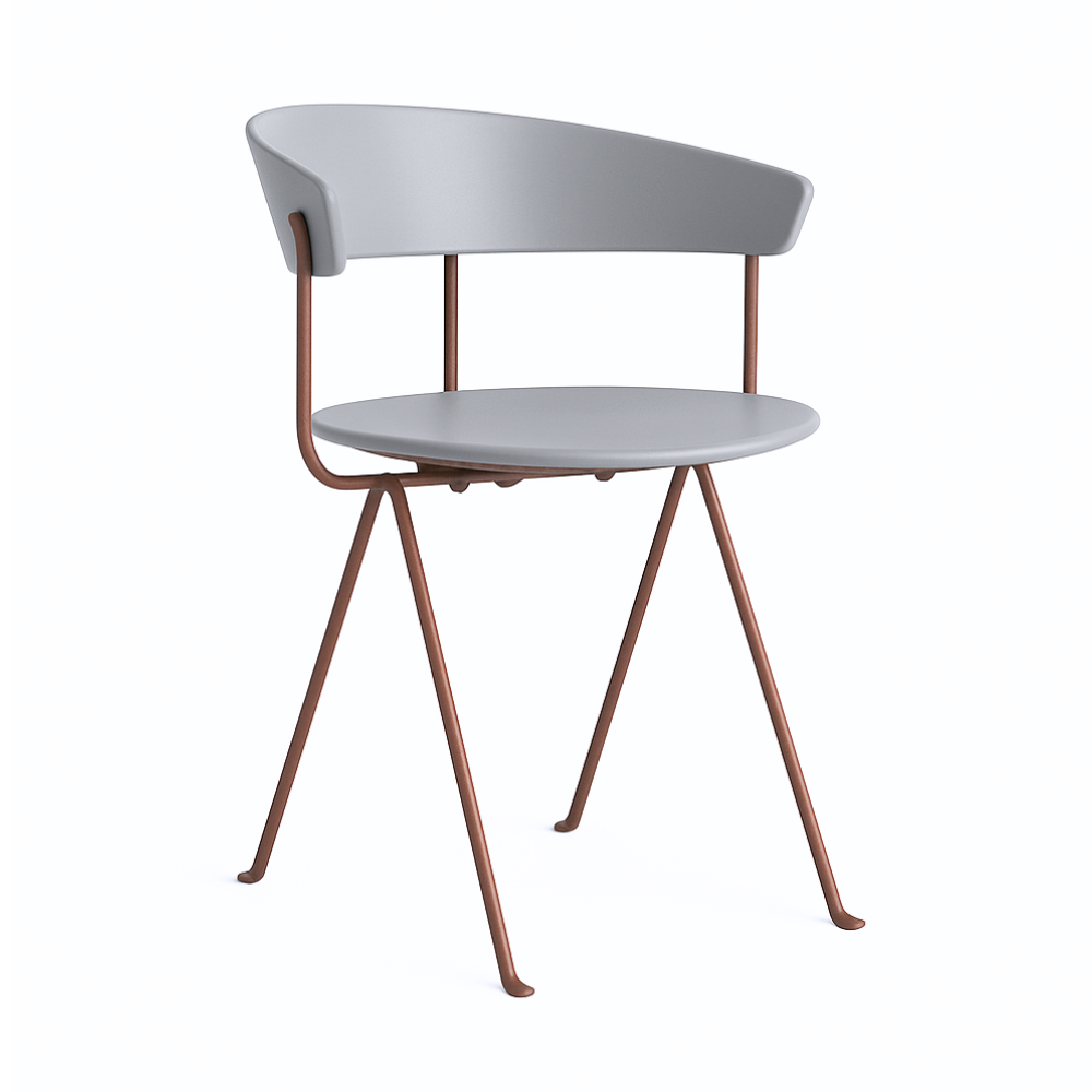 OFFICINA chair with a brown base and gray seat