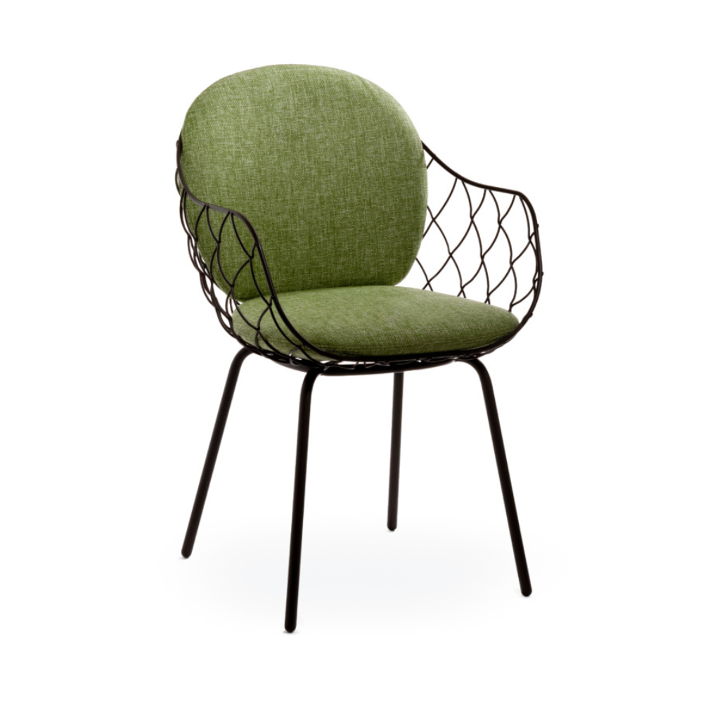 Outdoor chair PIÑA green with a brown base