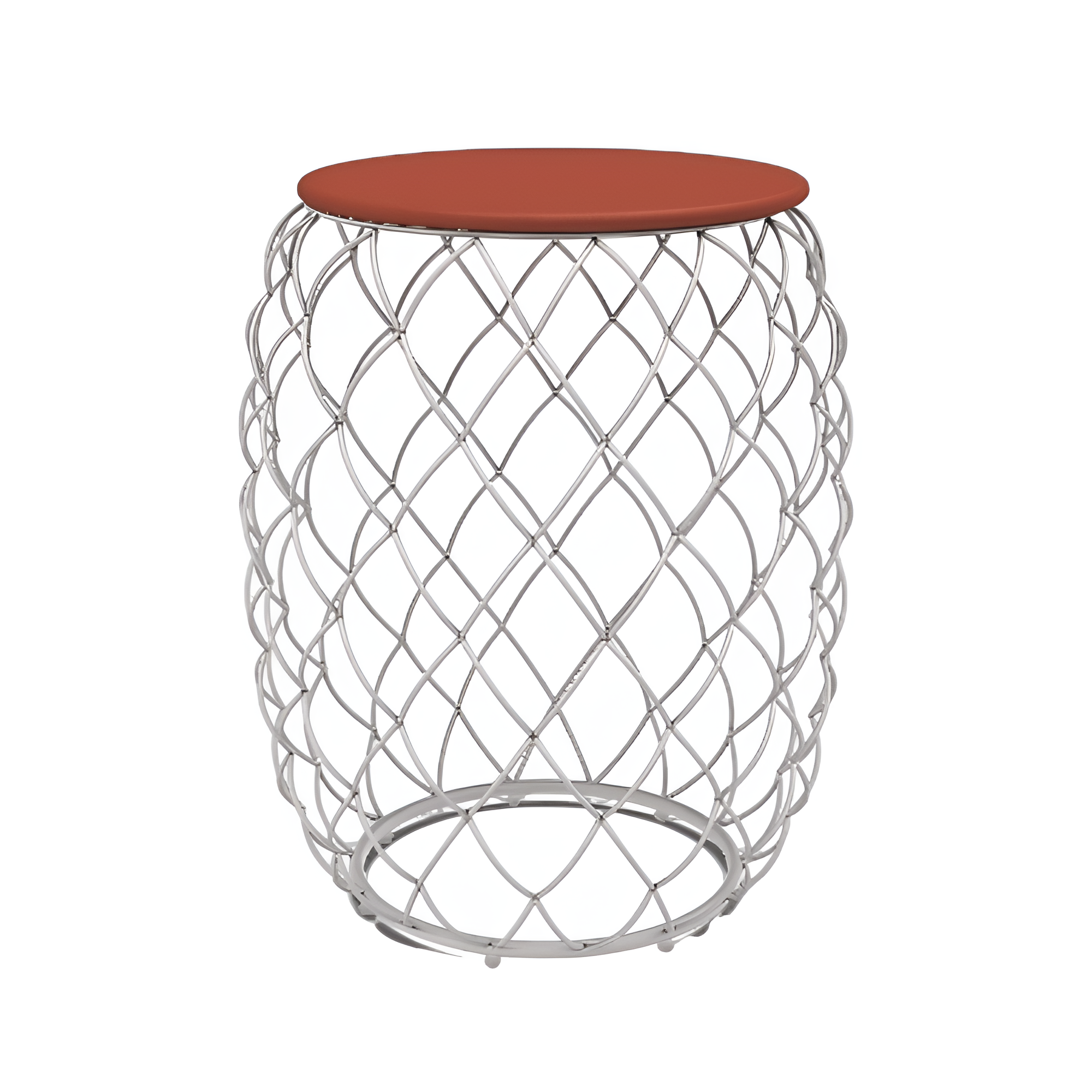PIÑA side table with a red wooden top and a white base