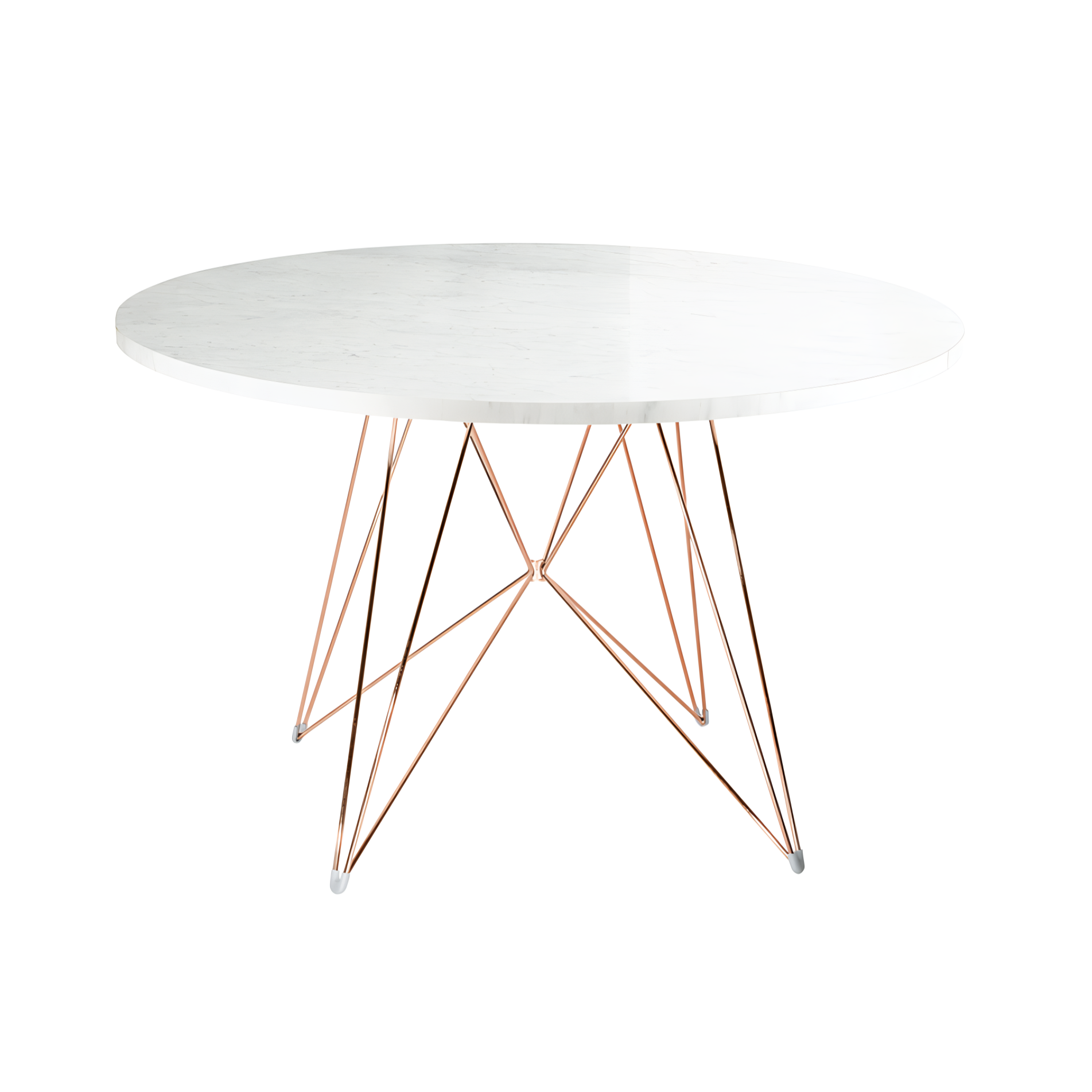 Round table XZ3 white marble with a copper base