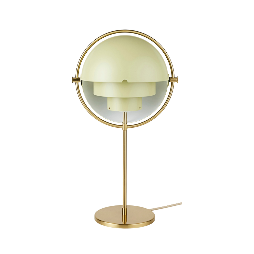 Lampa stołowa MULTI-LITE jasnozielony z mosiężną podstawą – Gubi