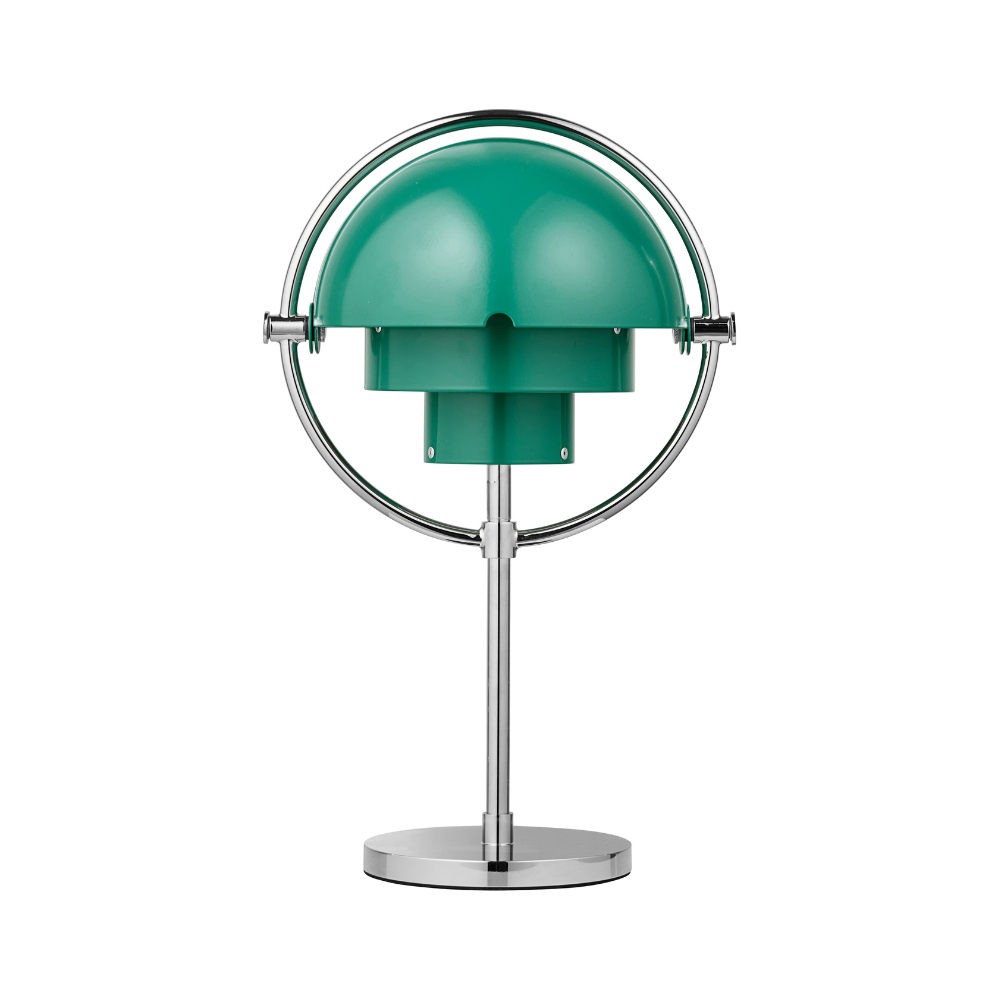 Tragbare Lampe MULTI-LITE flaschengrün mit verchromtem Sockel