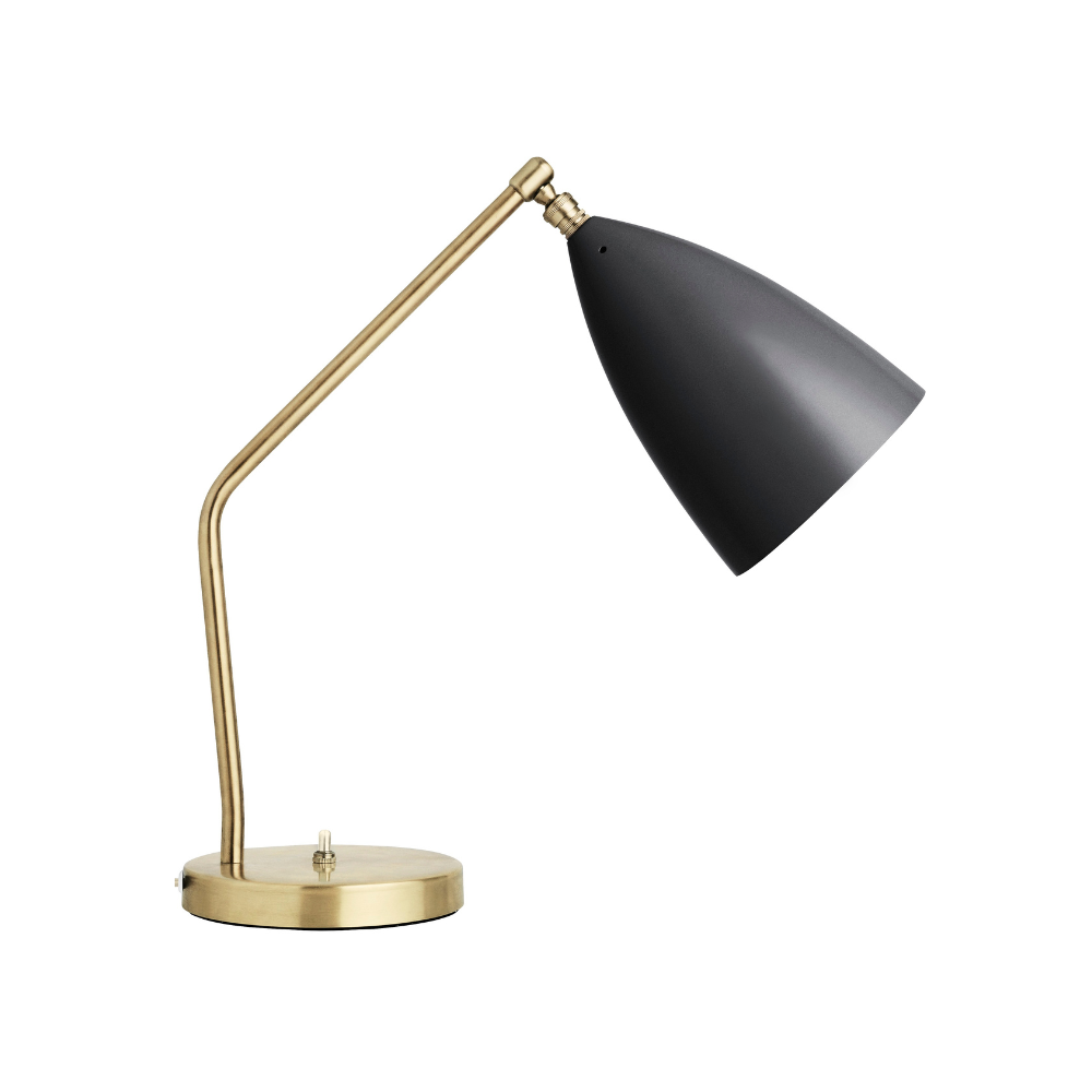 Tischlampe GRÄSHOPPA schwarzer Schirm mit goldenem Fuß