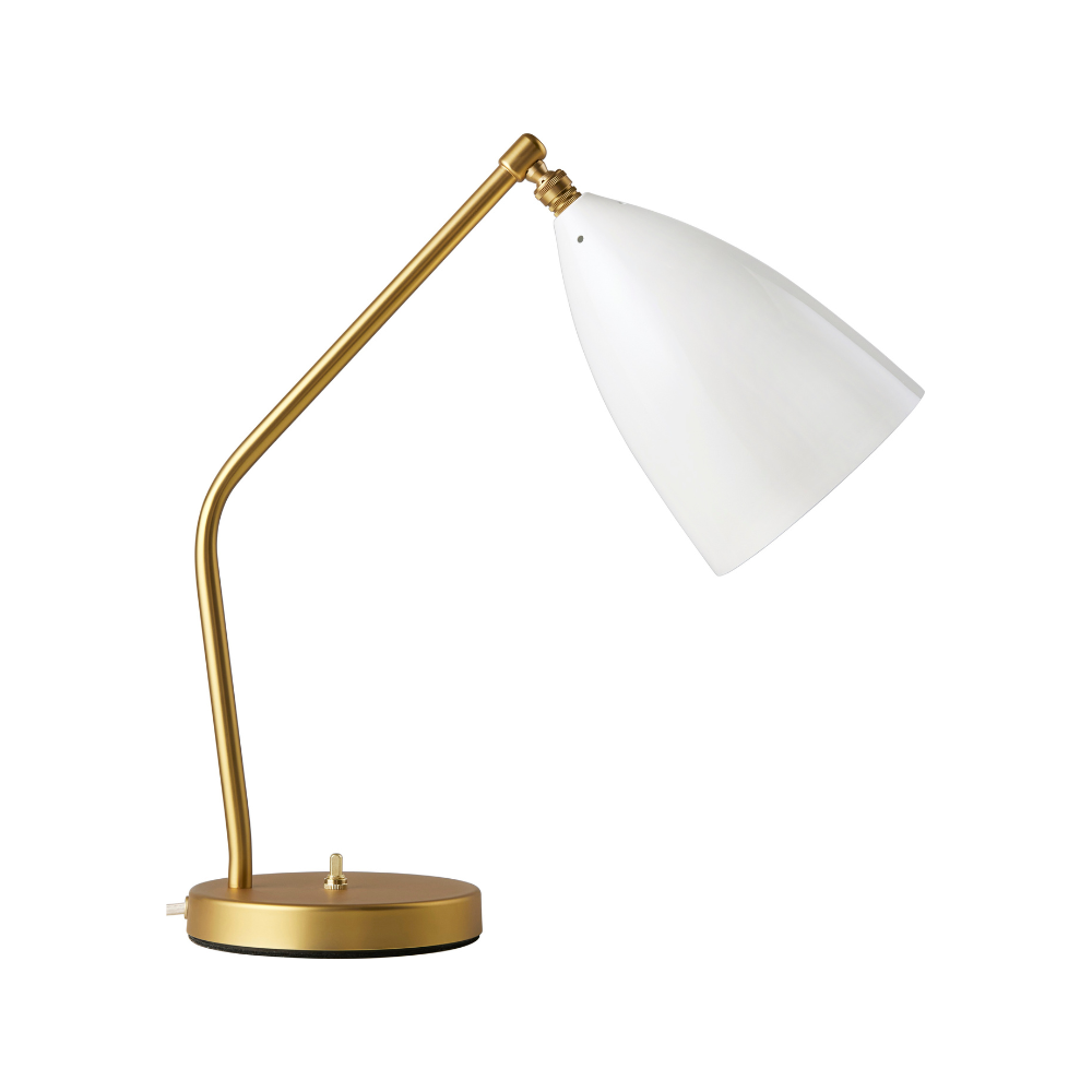 Table lamp GRÄSHOPPA white shade with a gold base
