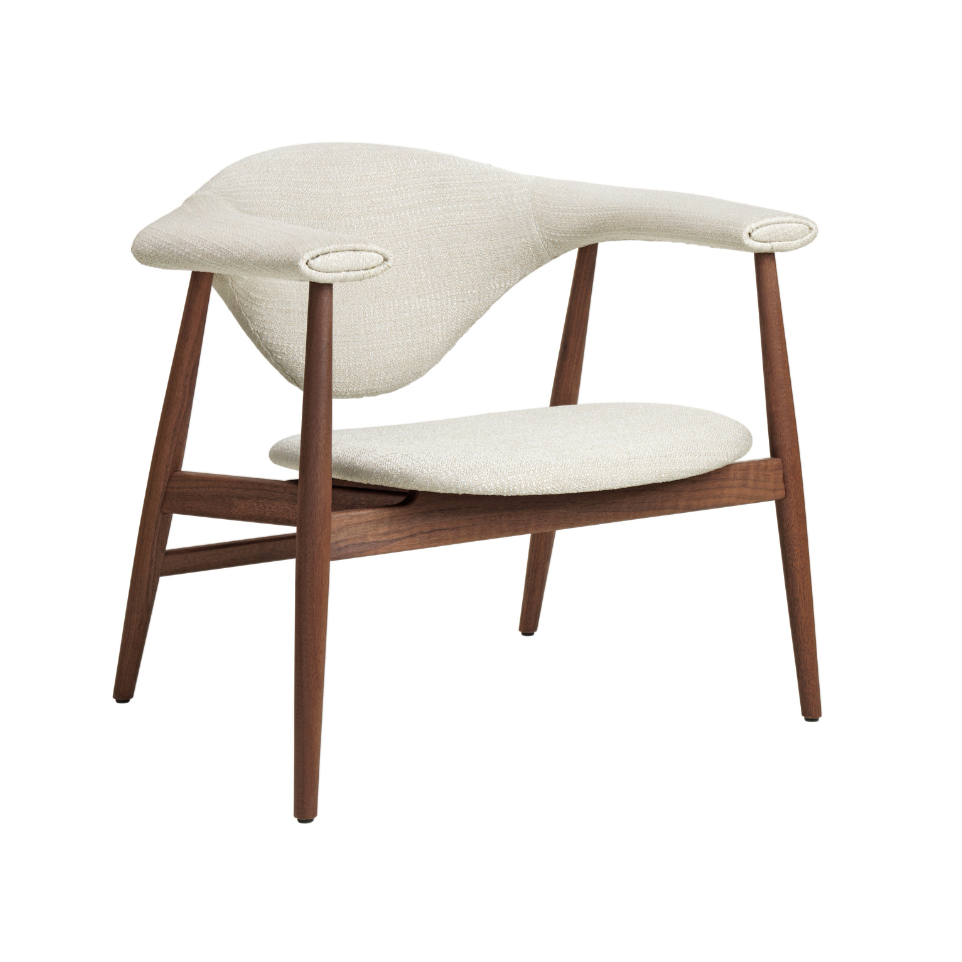 MASCULO upholstered armchair with walnut base