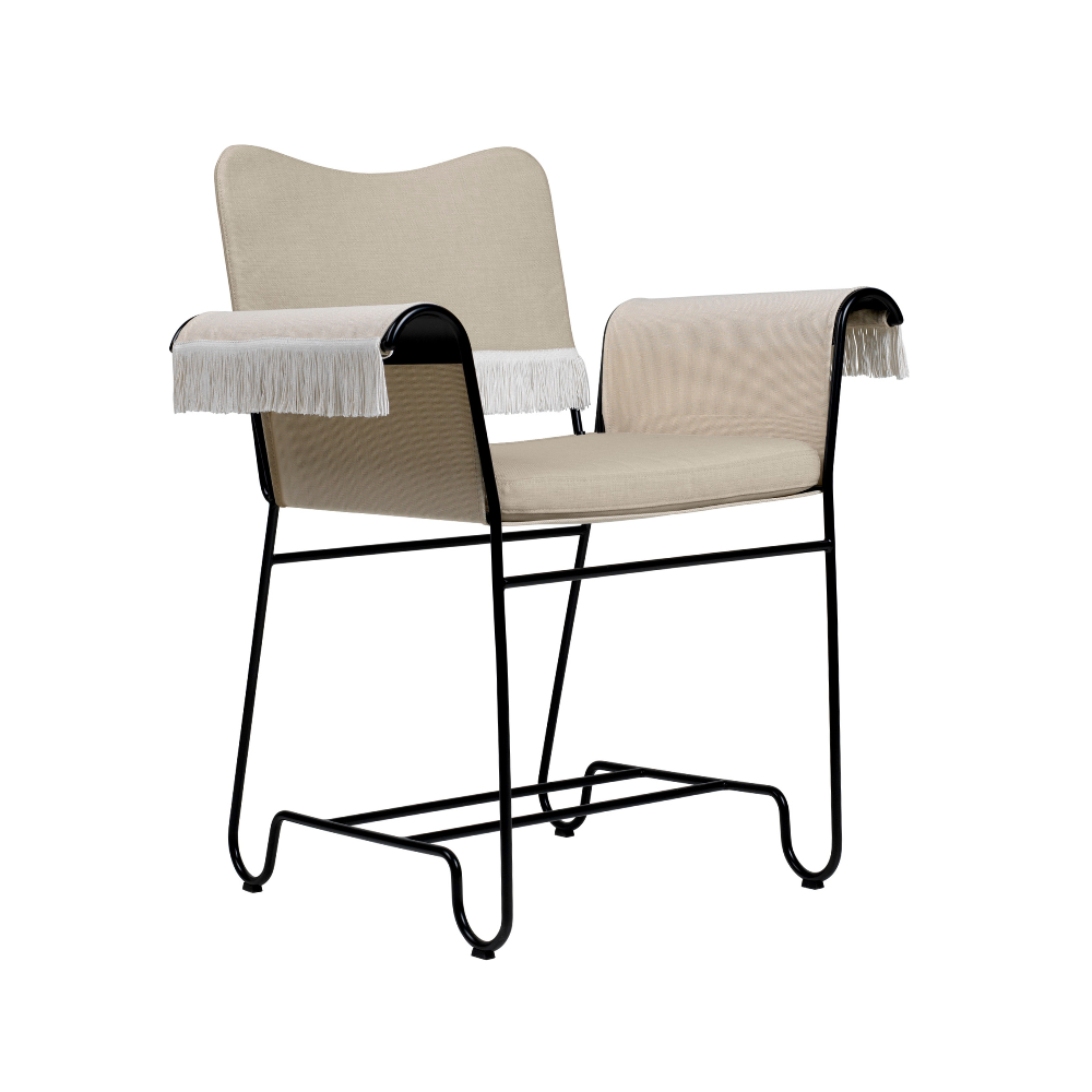 TROPIQUE garden chair beige with a black steel base