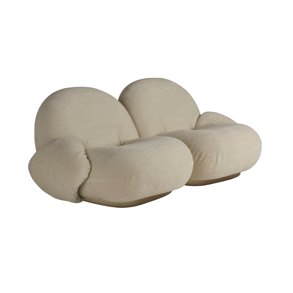 2-Sitzer Sofa PACHA mit gepolstertem Bezug und goldenem Fuß