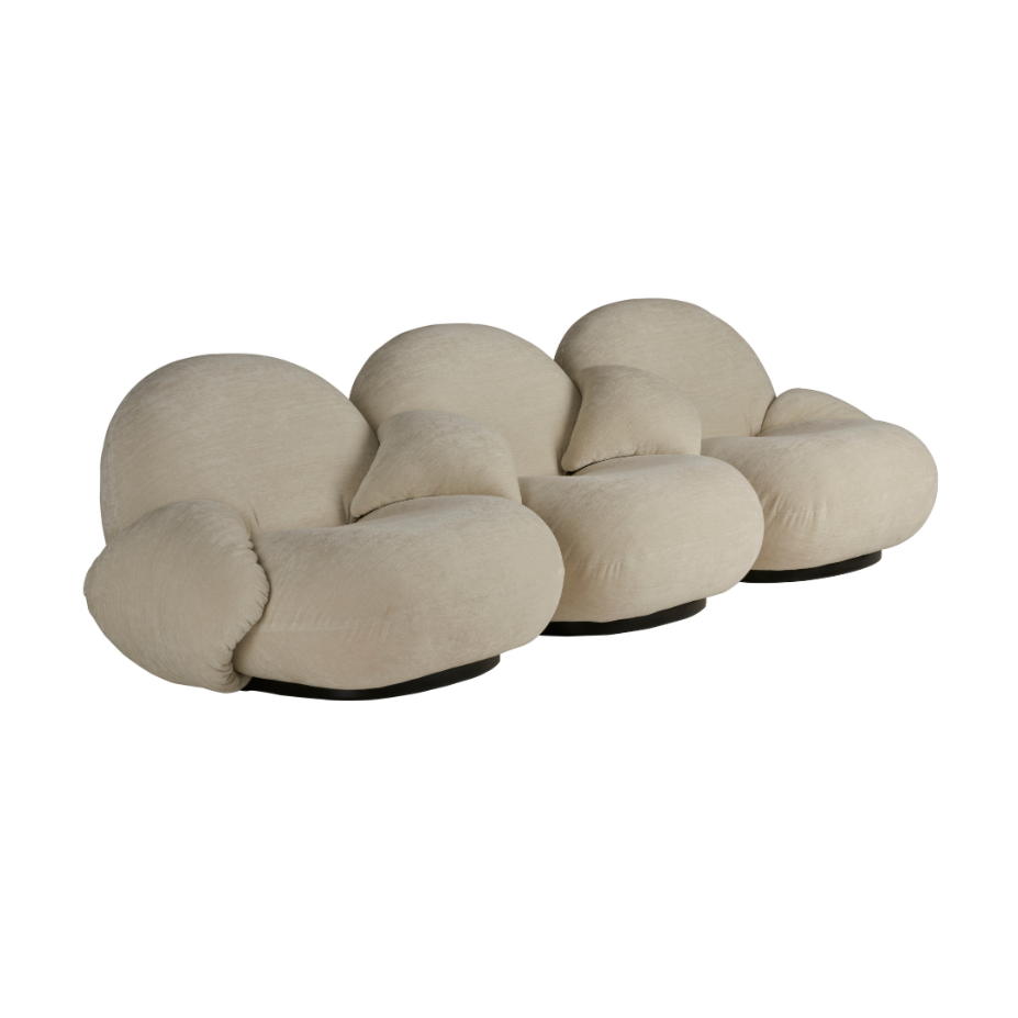 3-seater PACHA sofa upholstered with a black base