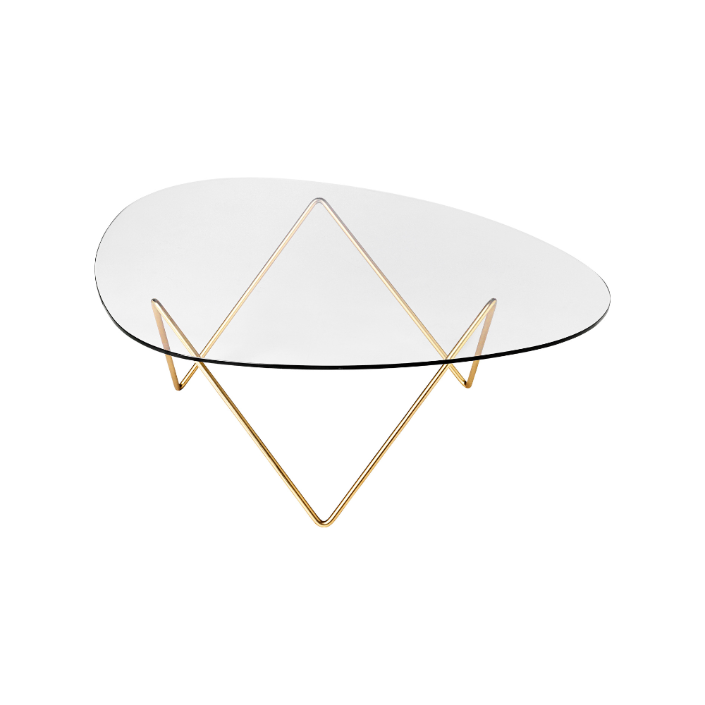 PEDRERA Coffee Table with Smooth Glass and Brass Base