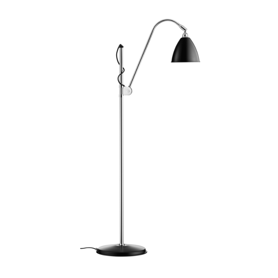 Stehlampe BESTLITE BL3 Chrom mit schwarzem Schirm