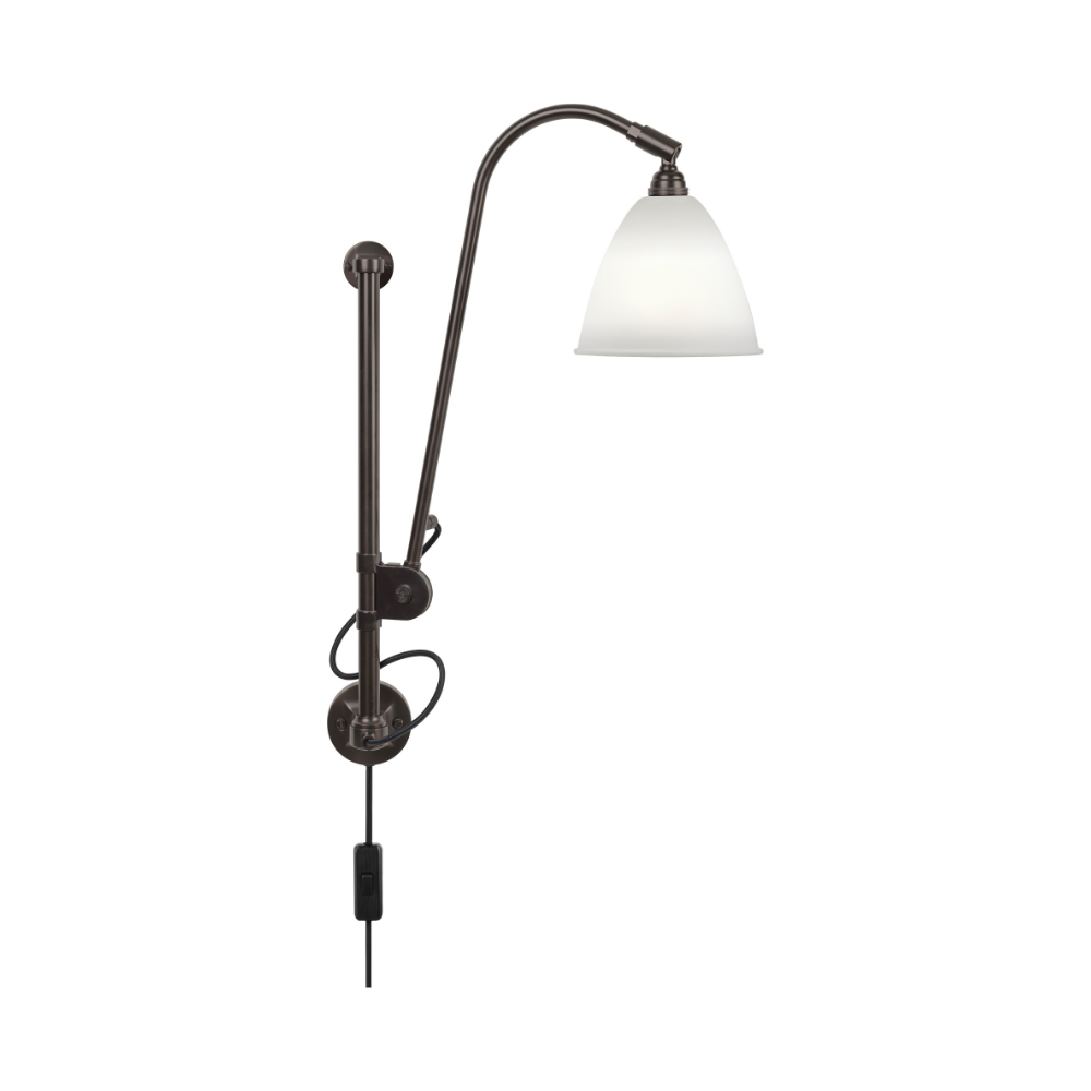 Wall lamp with adjustable arm BESTLITE BL5 black with porcelain shade