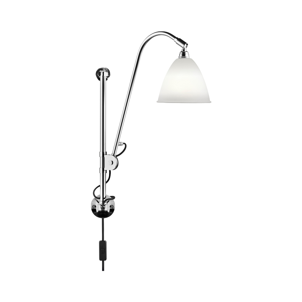 Wandleuchte BESTLITE BL5 Chrom mit Porzellan-Schirm