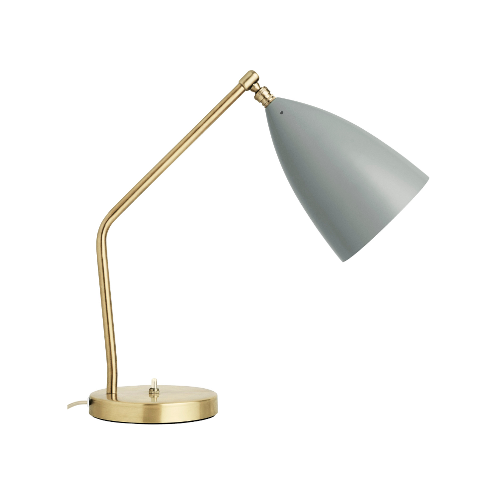 Table lamp GRÄSHOPPA gray shade with gold base