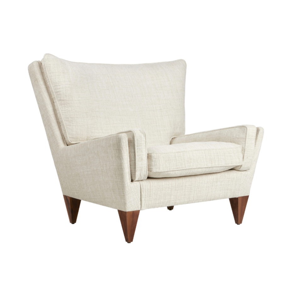 V11 Armchair upholstered with walnut base