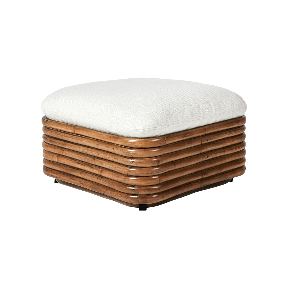 Puff BOHEMIAN 72 gepolstert mit Rattanbasis