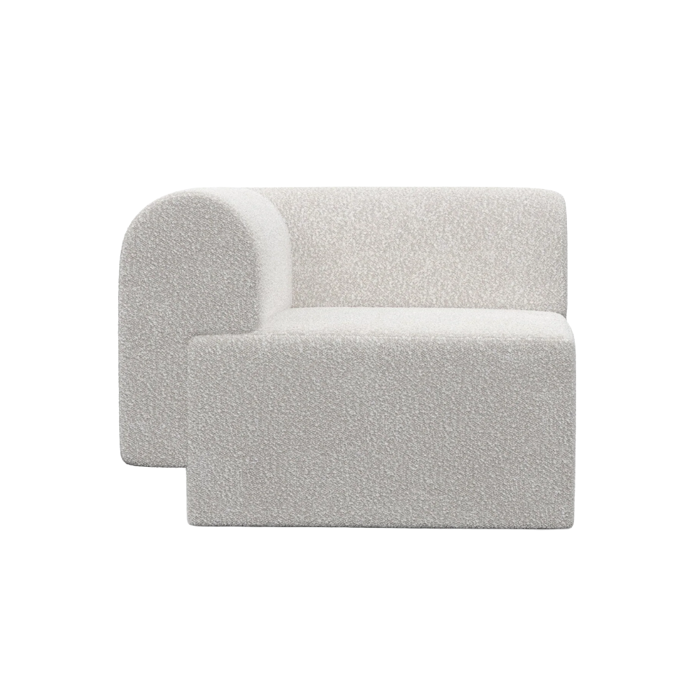 Modulares Sofa TORI - linkes Modul in weißem Boucle