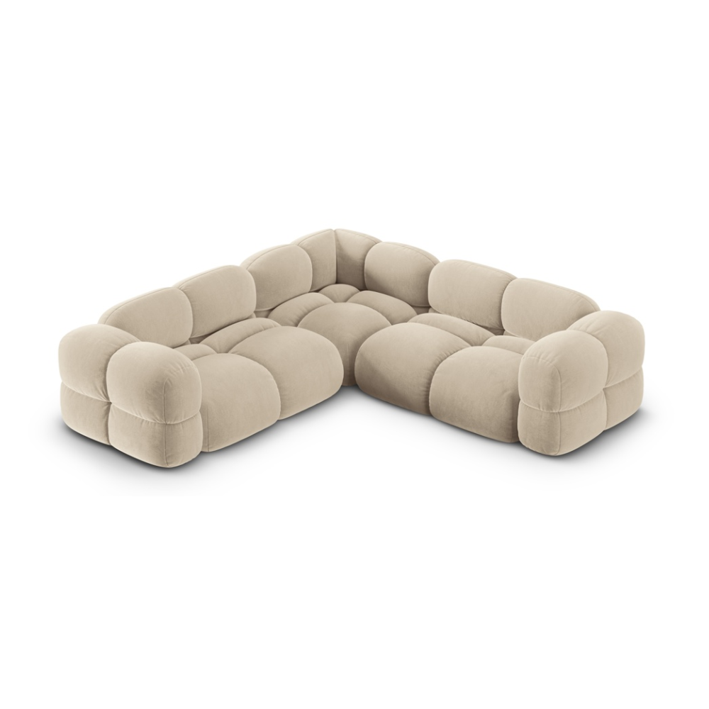 Symmetrical Velvet Corner Sofa LORETTO Beige